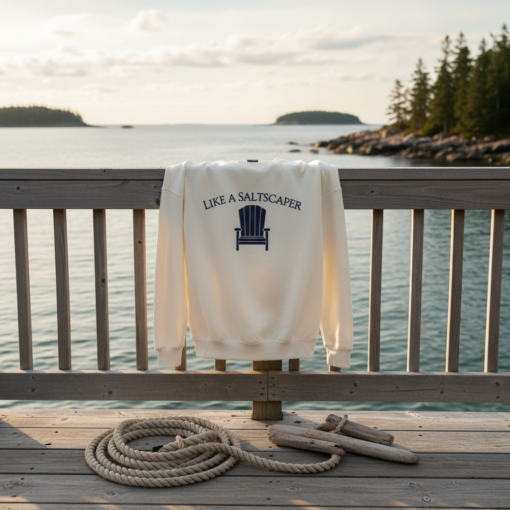 Like A Saltscaper French Terry Crewneck in coastal setting